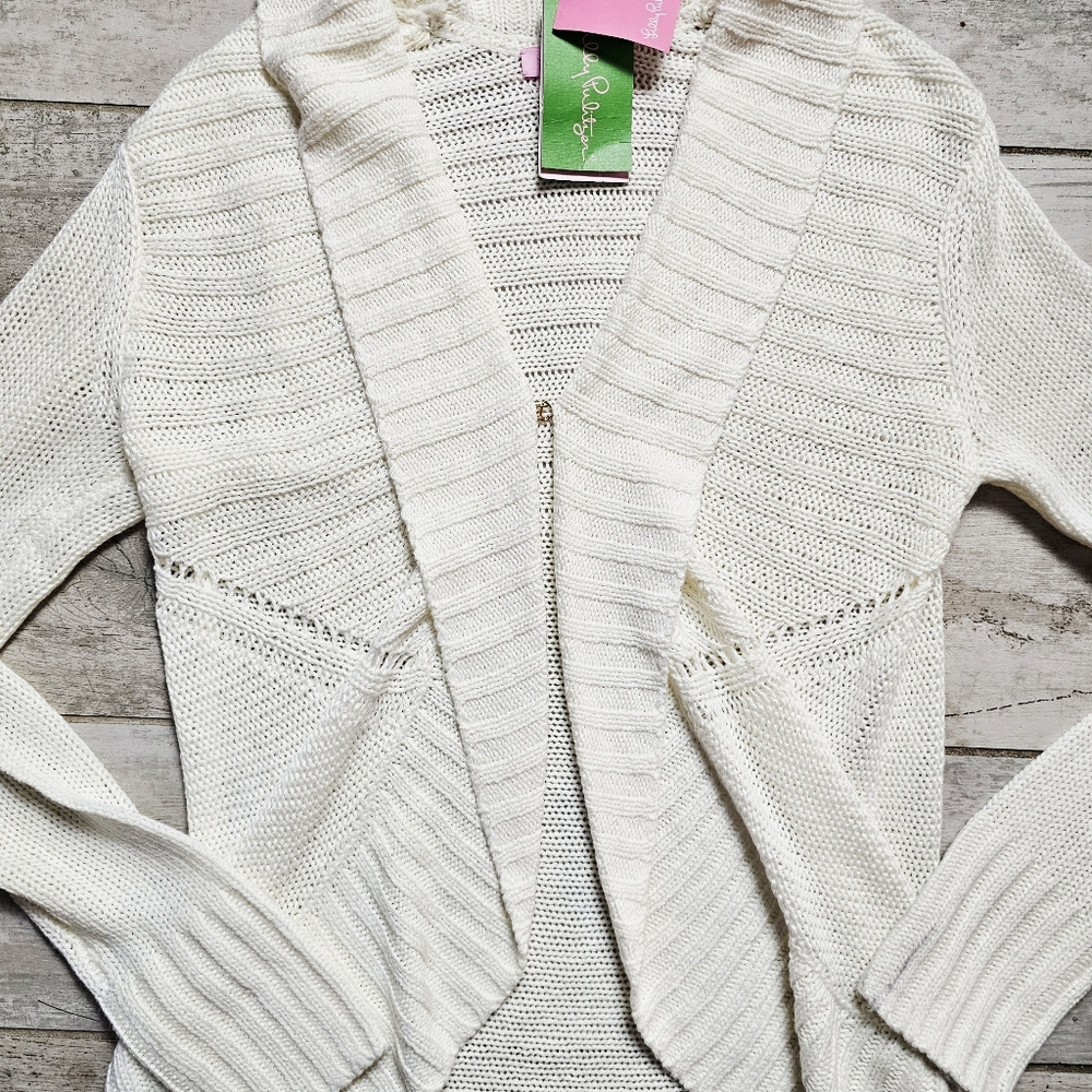 New Lilly Pulitzer Marla Knit Cardigan Cameo White Size XS - Picture 3 of 7